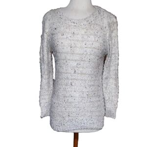 Mirumi Swestshirt L Crewneck Ivory Multicolor Speckled Eyelash Trim 50% …